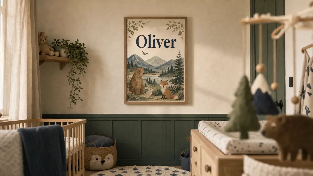 Tableau chambre enfant avec prénom, trio et animaux