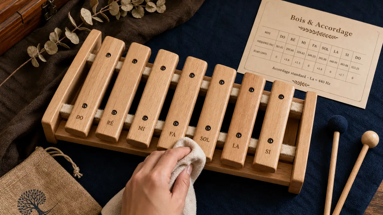 Xylophone en bois, lames et maillets pour éveil musical