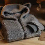 Combi pyjama en polaire grise, capuche et zippée
