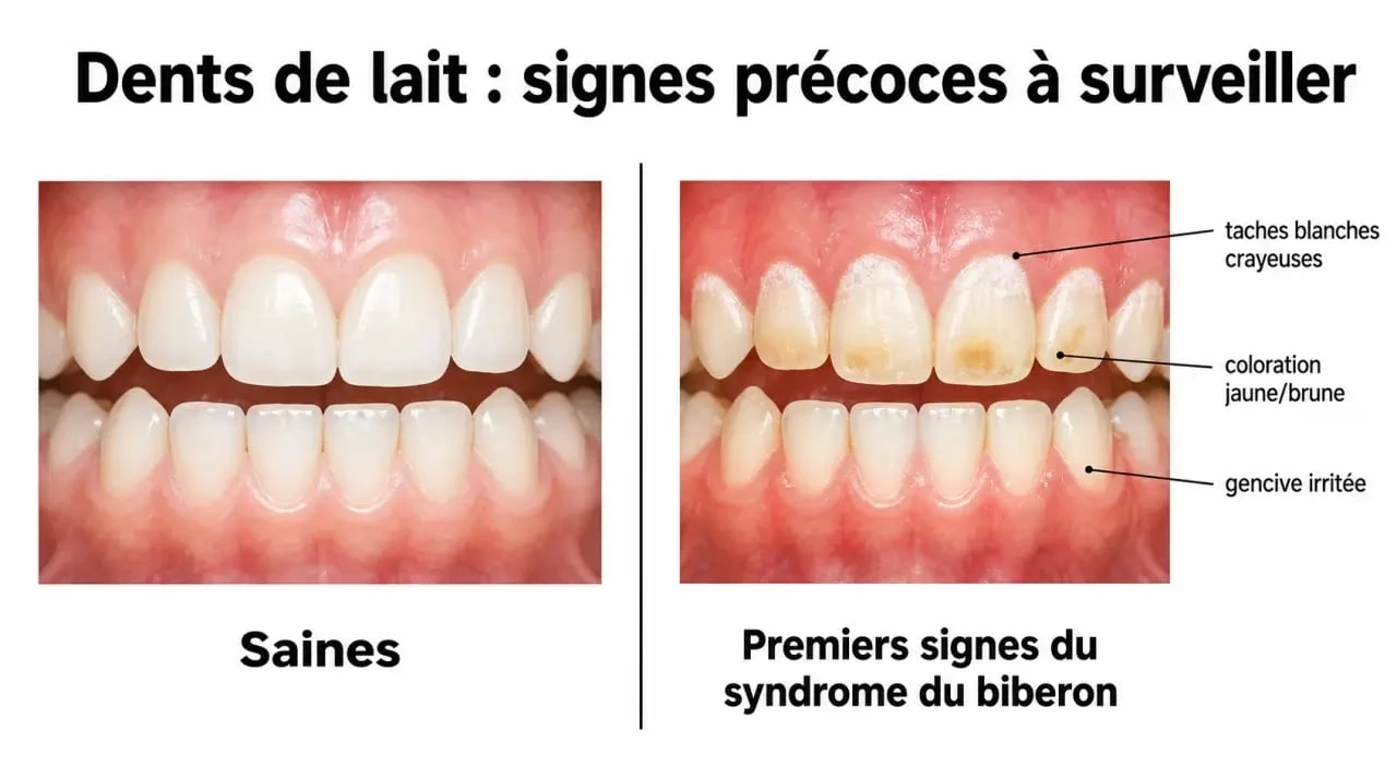 Syndrome du biberon : signes précoces sur les dents de lait d’un nourrisson