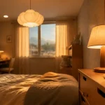 Lustre chambre enfant : suspension nuage et veilleuse sur commode