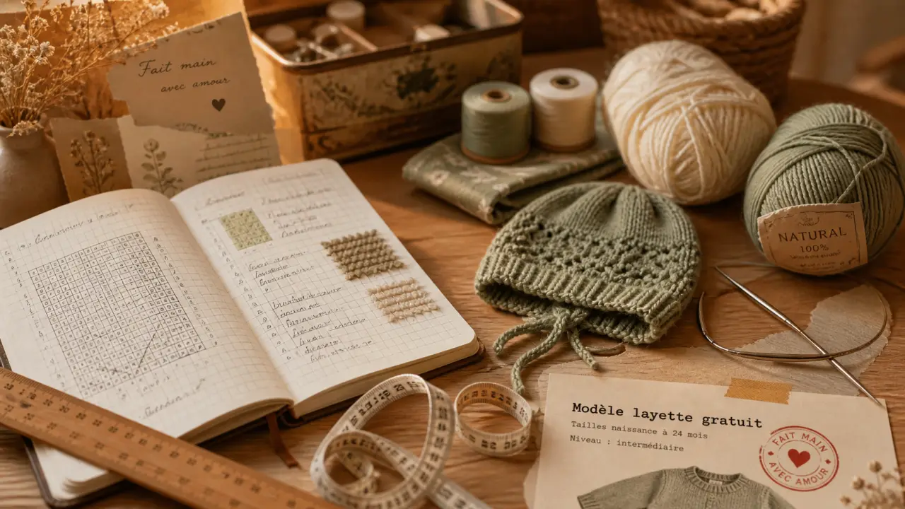 Modèle layette gratuit à télécharger : tailles et échantillon à vérifier (carnet patrons)