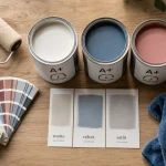 Peinture chambre enfant A+ lessivable, pots et rouleau de peinture