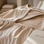 Robe allaitement beige en coton bio, discrète et confortable