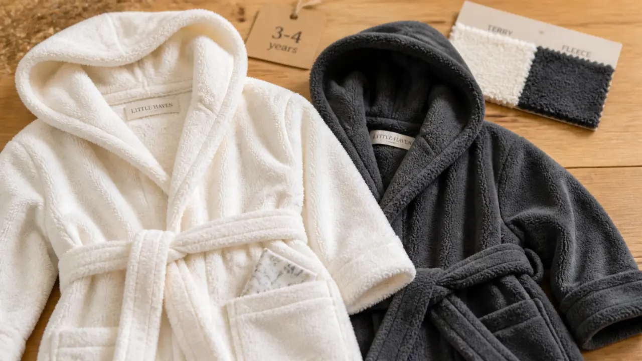 Robe de chambre enfant en coton éponge, capuche pour l’hiver
