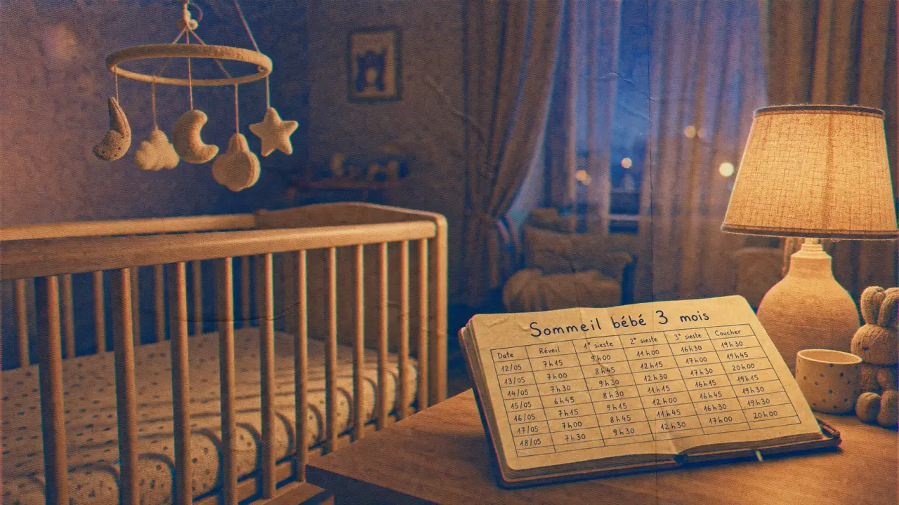 Temps sommeil bébé 3 mois : siestes et réveils nocturnes, berceau et carnet horaires