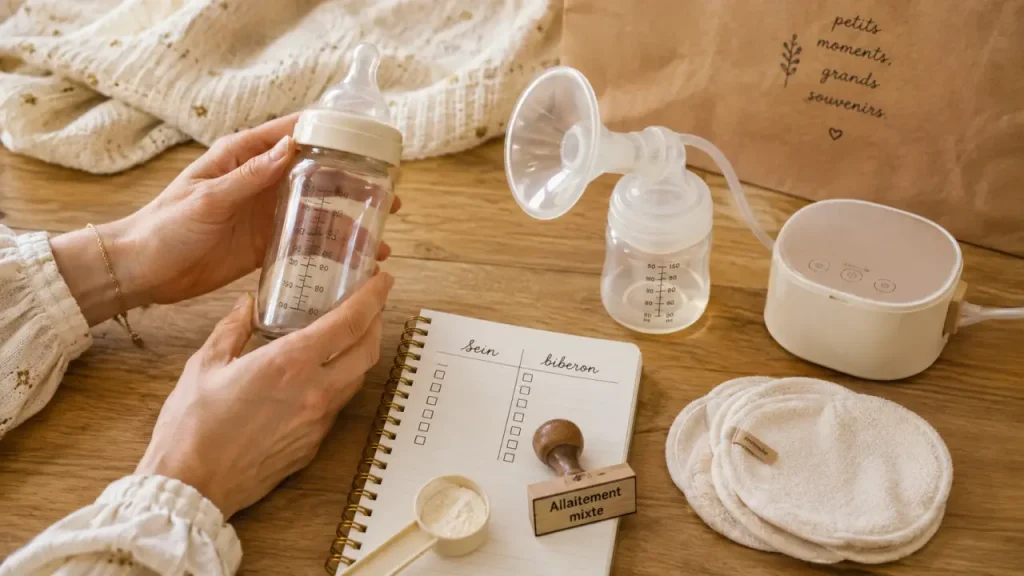 Allaitement mixte : biberon débit lent et soutien lactation après 6 semaines