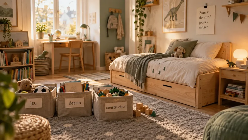 Chambre enfant garçon : 3 zones, un lit évolutif et moins de désordre