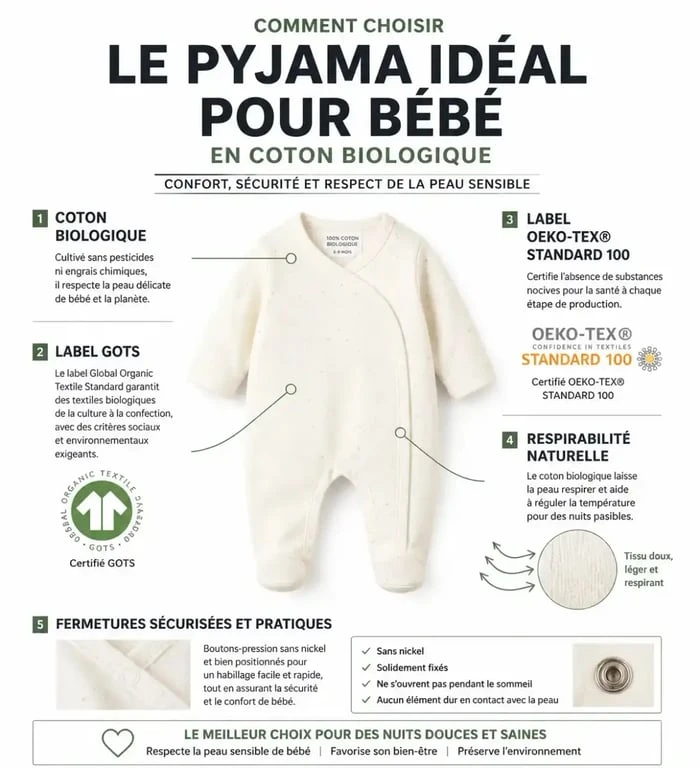 Critères de sélection d'un pyjama coton bio bebe : labels GOTS, Oeko-Tex et confort thermique