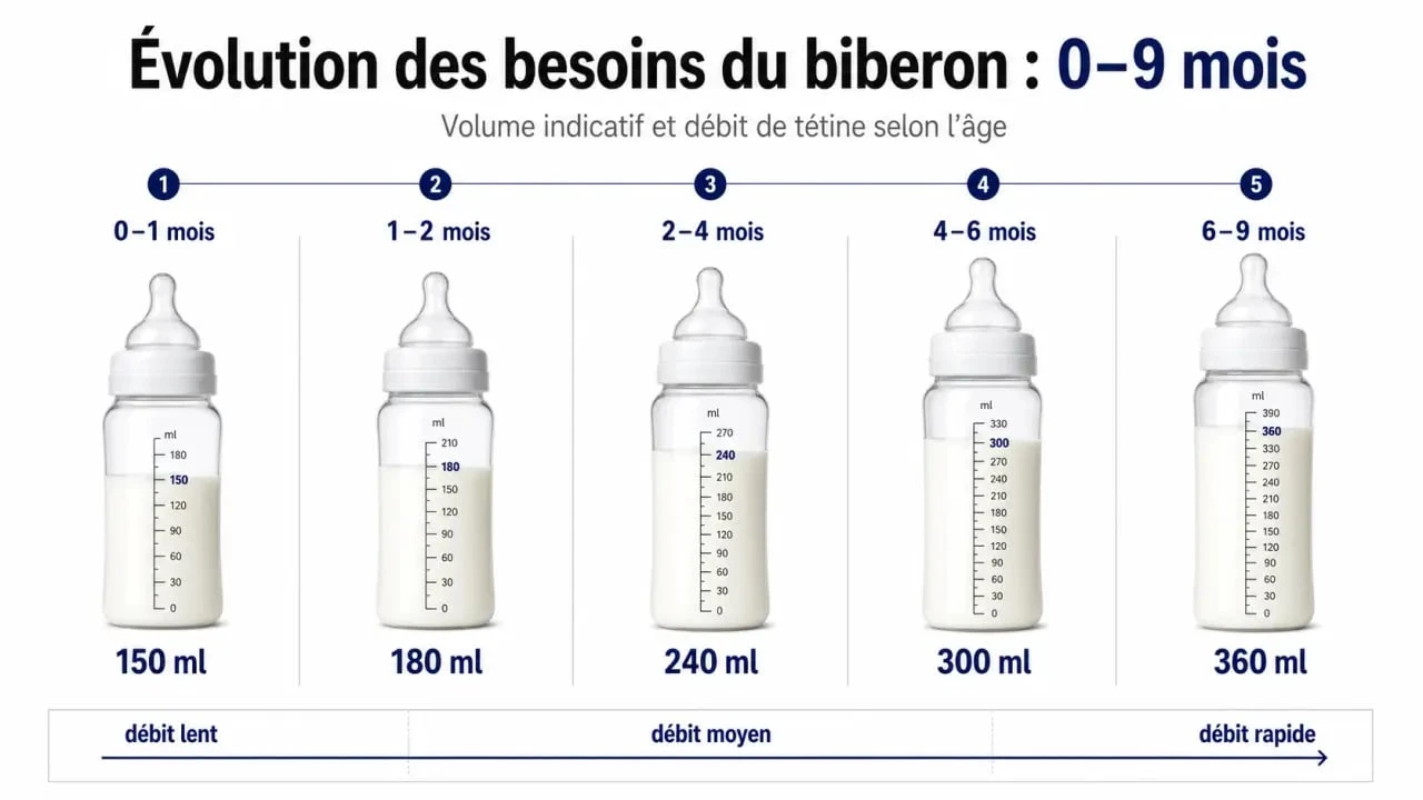 Évolution des besoins du biberon nouveau-né de 0 à 9 mois