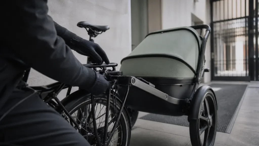 Poussette velo en fixation universelle sur porte-bagages de vélo
