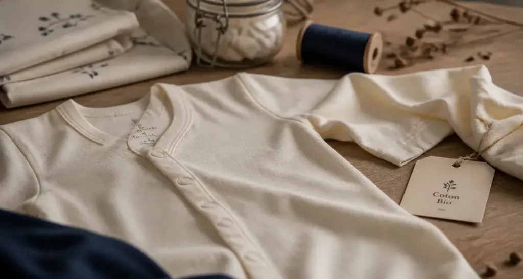 Pyjama coton bio bebe en coton crème, confort et certification
