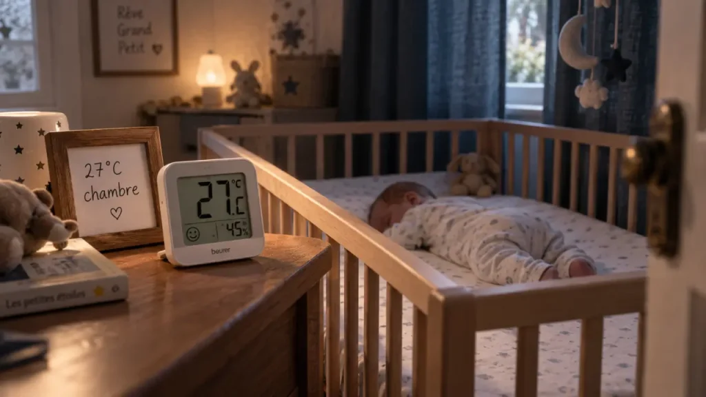 27 degrés dans la chambre de bébé, bébé dort léger à 27°C