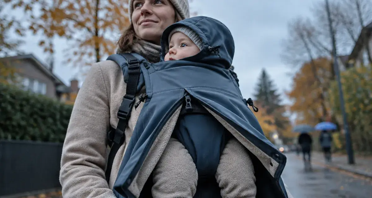 Couverture porte bébé ouverte, capuche ajustable, protection contre le froid