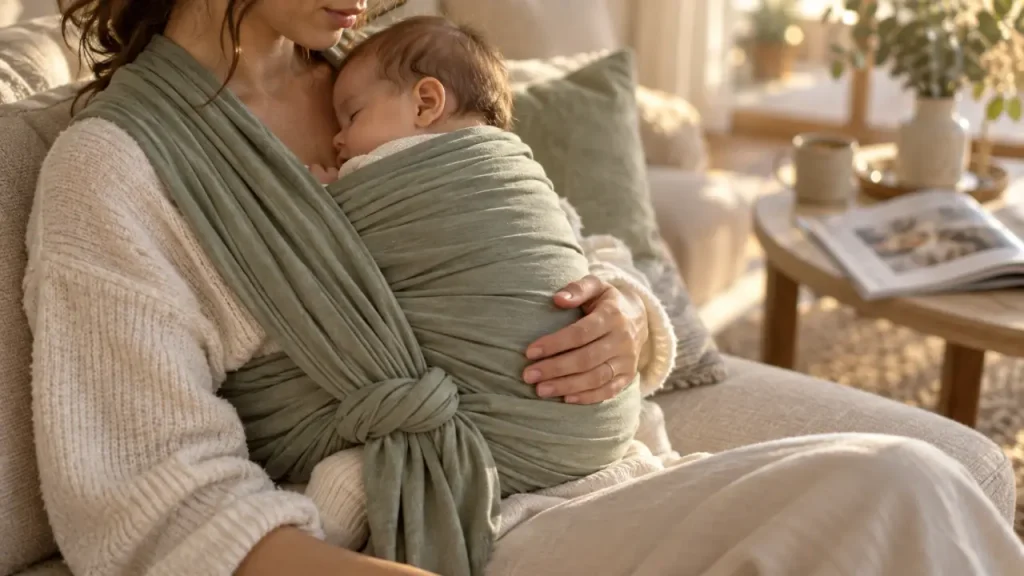 Écharpe de portage je porte mon bébé : nœud Basic, tissu coton doux