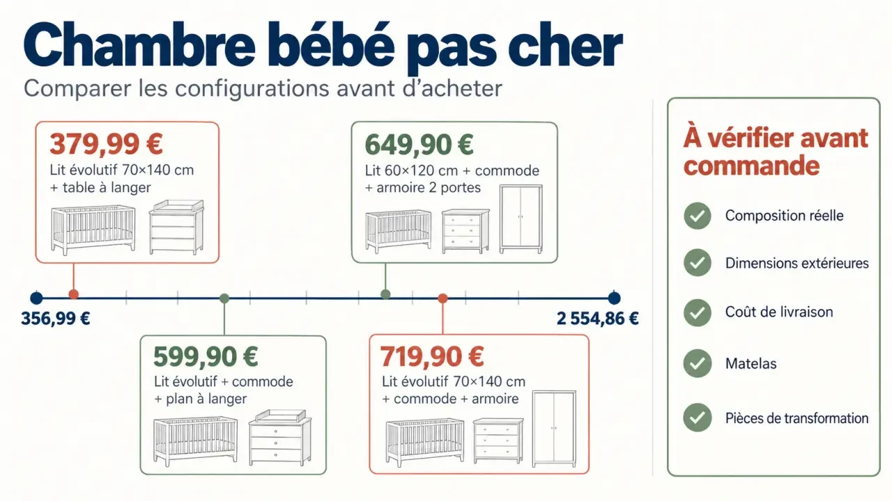 Chambre bébé pas cher : comparaison des prix et des compositions des ensembles