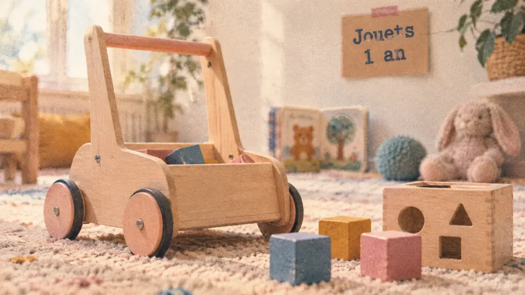 Jouets enfants 1 an : chariot de marche et boîte à formes