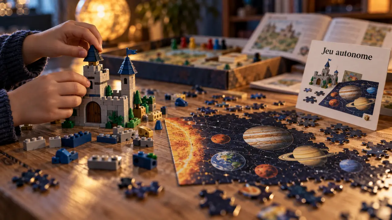 Jouets enfants 6 ans : jeu autonome avec château de construction et puzzle solaire